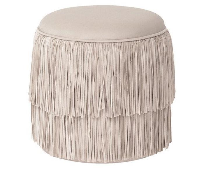 Pufe Cabaret Double com Franjas Off White - image 0