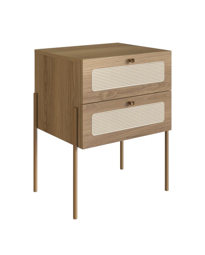 Mesa de Cabeceira com Gavetas Industrial Hanover e Dourado - image 0