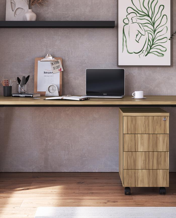 Mesa Escrivaninha Gaveteiro  Concept Home Office Nogal - Preto - image 1