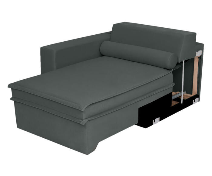 Sof&aacute; Retr&aacute;til Pasha em Veludo com USB - Cinza Escuro image number 2