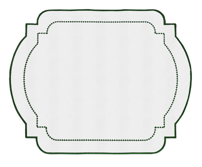 Lugar Americano em Nylon com Bordado Leaf - Branco - image 0