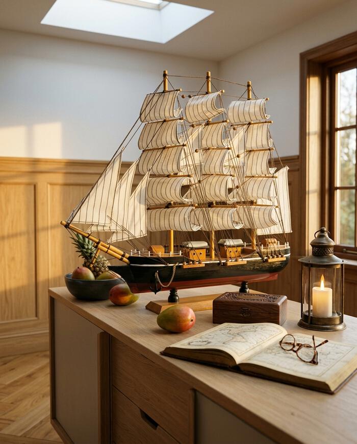 Barco Decorativo Velaris Branco e Marrom image number 3