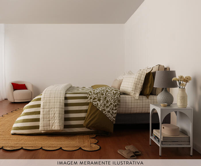 Duvet Floral Artsy Verde Oliveira 200 Fios image number 2