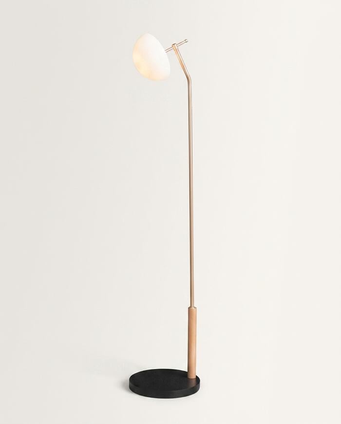 Lumin&aacute;ria De Piso Flutum Preto Metal Dourado image number 3