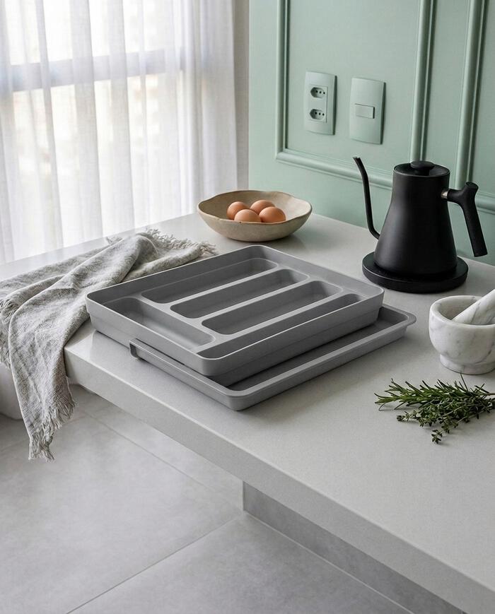 Organizador de Talheres com Extensor Logic Cinza Escuro - image 1