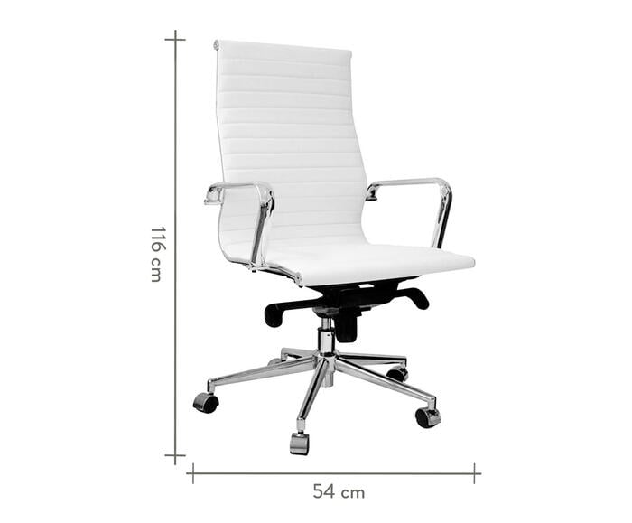 Cadeira Girat&oacute;ria com Rod&iacute;zios Alta Office Eames Esteirinha Branca image number 3