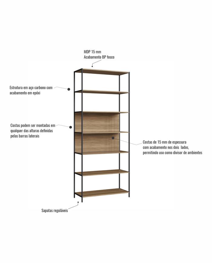 Estante  Concept Home Office Nogal - Preto image number 3