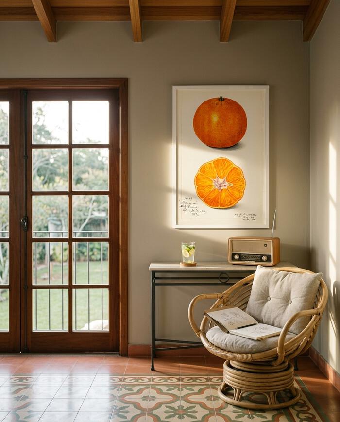 Quadro Laranja Vintage com Moldura Branca image number 3