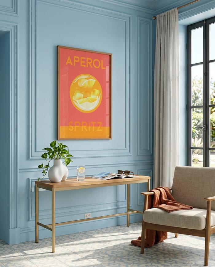 Quadro Aperol Pixel com Moldura em Madeira - image 1