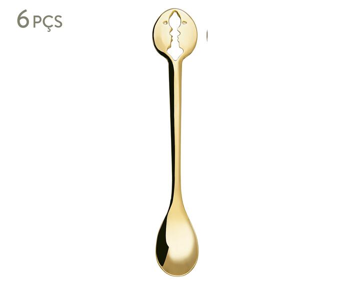 Jogo de Colheres para Caf&eacute; em Inox Cucchiaino Moka Kiss Gold - image 0