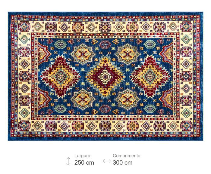 Tapete Cl&aacute;ssico Turco Kasakh Naava - Azul image number 10