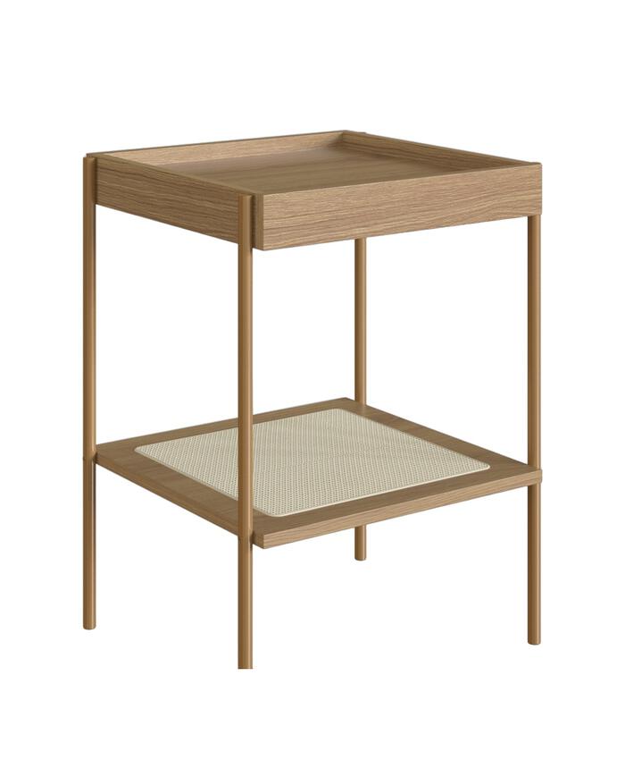 Mesa Lateral Quadrada com Prateleira Tela Oslo Hanover e Dourado image number 2