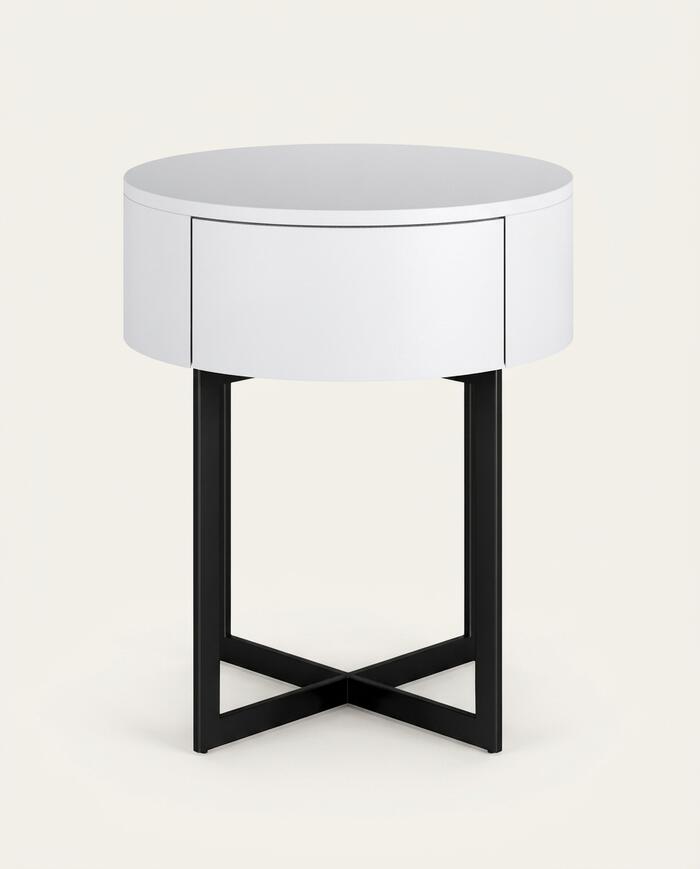 Mesa de Cabeceira Redonda Pecci Branco e Preto - image 0
