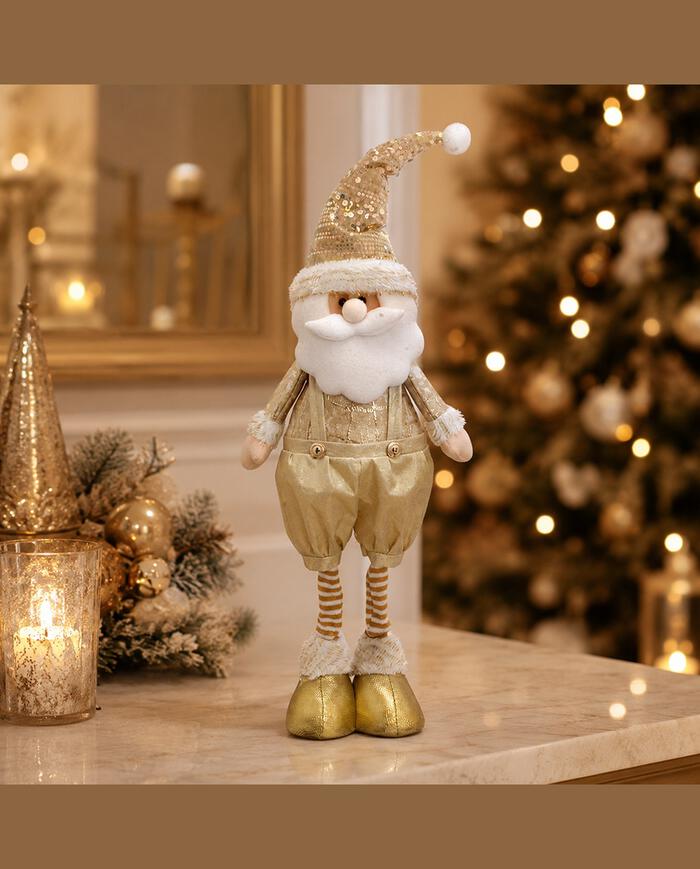 Papai Noel Decorativo em P&eacute; Encanto Dourado Suspens&oacute;rio image number 1