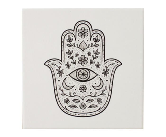 Azulejo Decorativo "M&atilde;o de Hams&aacute;" Floral - image 0