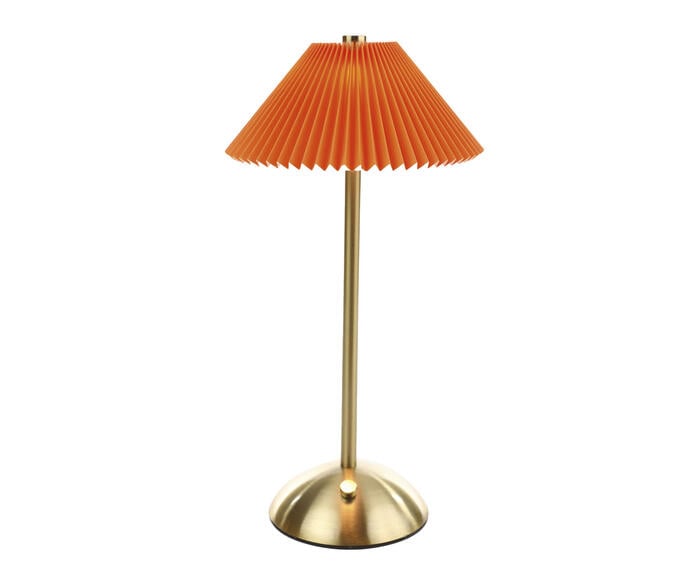 Lumin&aacute;ria de Mesa Pliss Dourado e Laranja - image 0