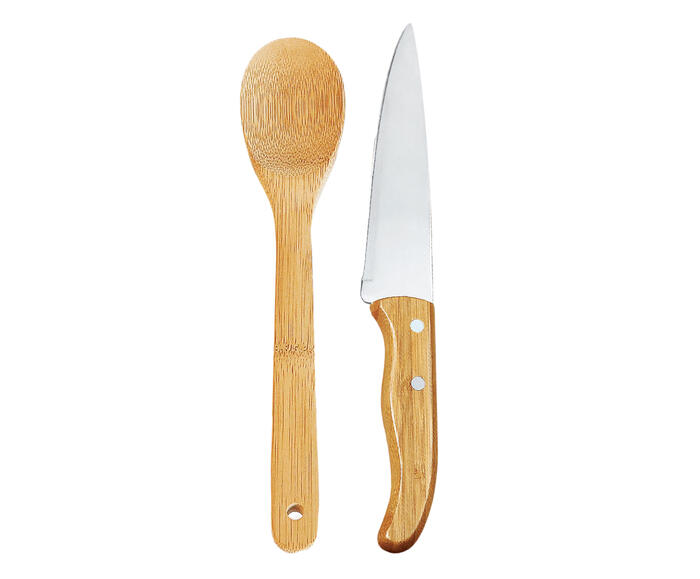 Jogo de Faca E Colher em Inox E Bambu Special Line - image 0