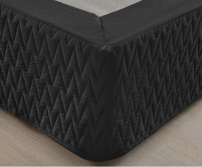 Saia para Cama Box Matelass&ecirc; Zig Preta 200 Fios - image 1