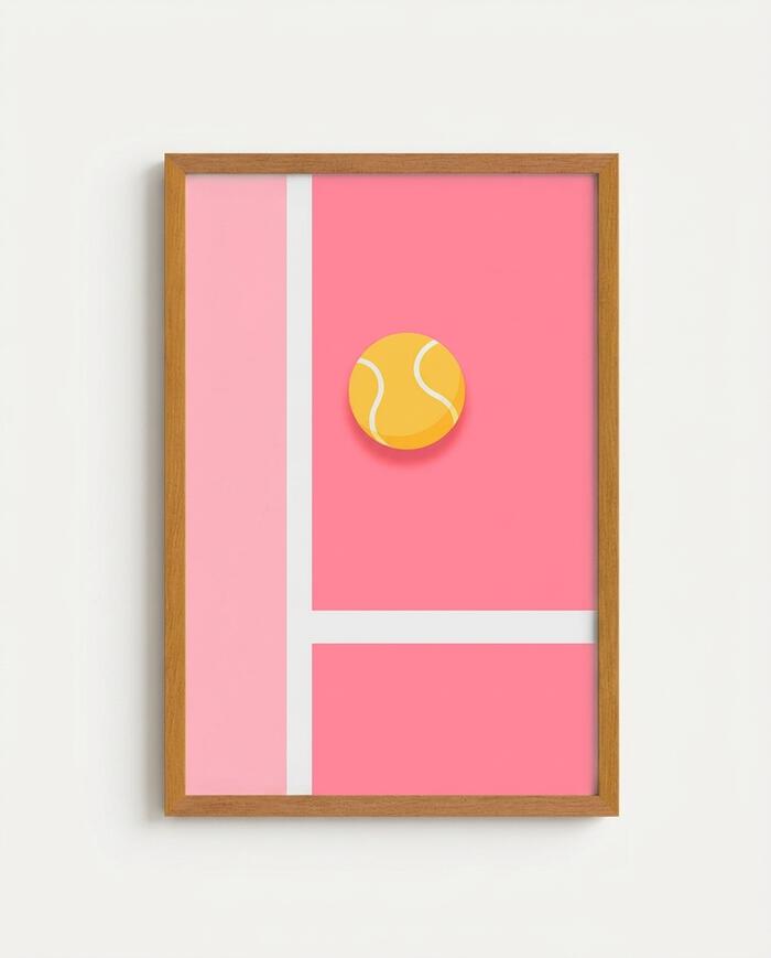 Quadro Pink Tennis com Moldura em Madeira - image 0