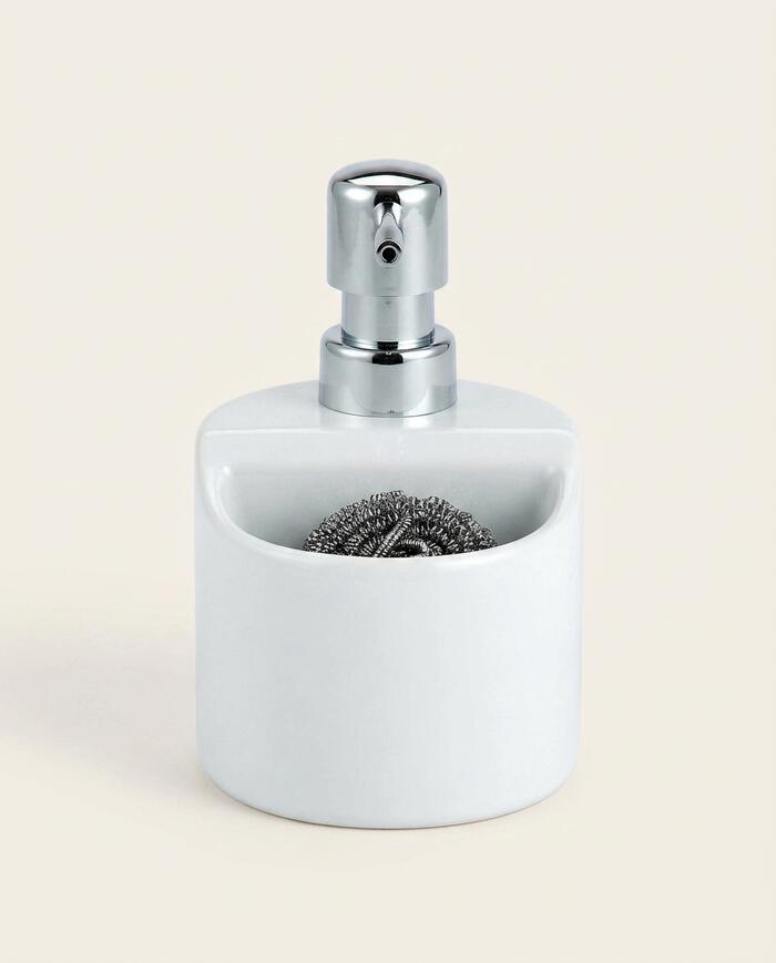 Dispenser para Detergente com Esponja Clean Up Branco image number 2