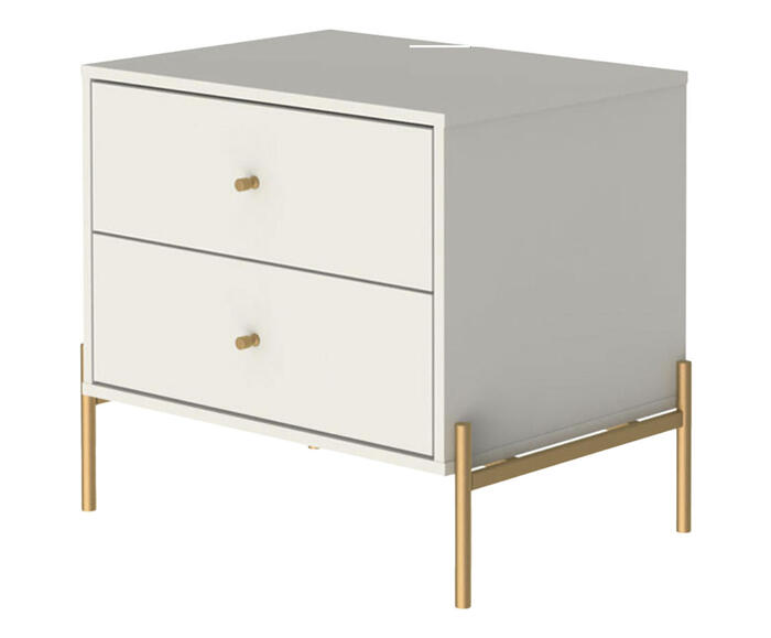 Mesa de Cabeceira Off White Jasper - Fosco e Dourado - image 0