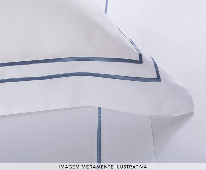 Jogo de Len&ccedil;ol Sublime Branco Azul Marinho - image 1