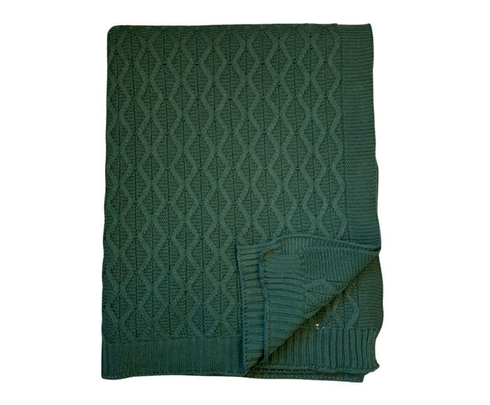 Manta em Tric&ocirc; Entrelace - Verde Musgo - image 0