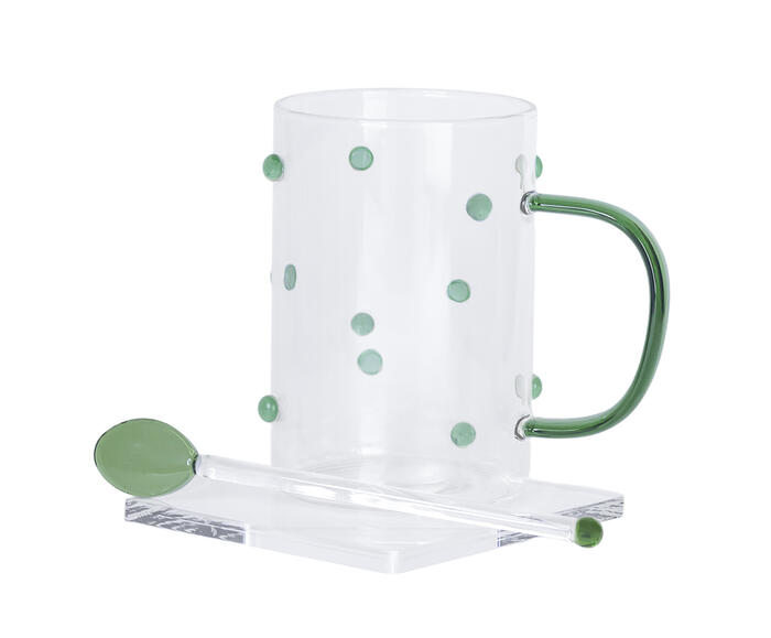 Caneca Verde com Colher e Pires - image 0