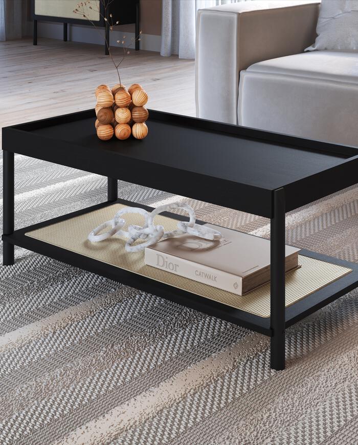 Mesa de Centro Retangular com Prateleira Tela Oslo Nero image number 1