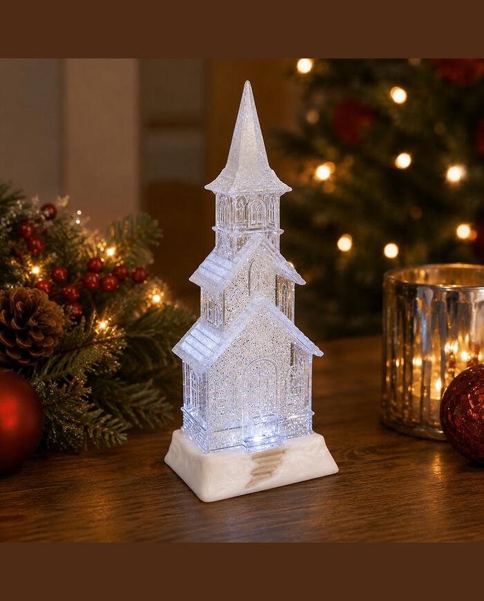 Igreja Natalina com Luz Glitter Torre image number 2