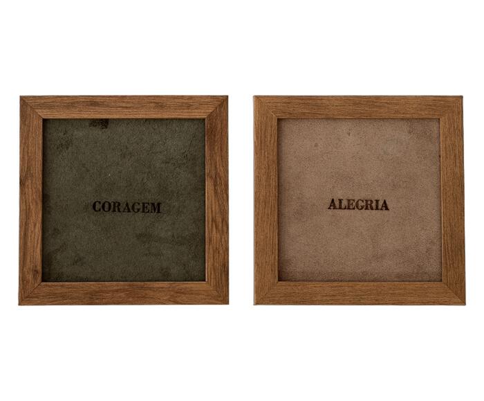 Jogo de Quadros "Alegria e Coragem" Verde e Fendi - image 0