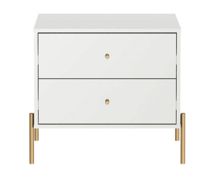 Mesa de Cabeceira Jasper - Branco Gloss e Dourado image number 1