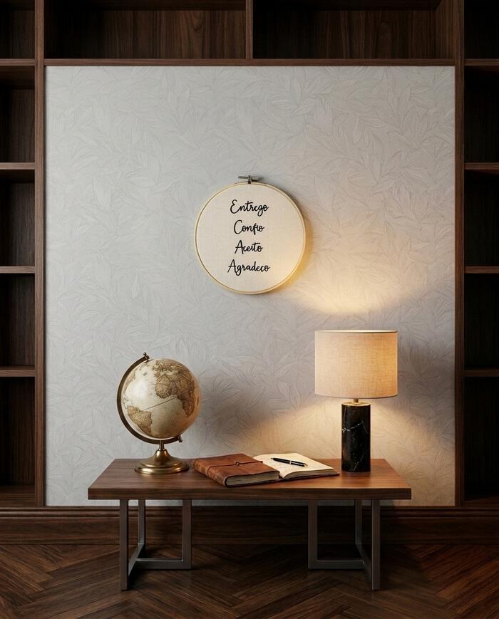Bordado Decorativo "Entrego, Confio, Aceito e Agrade&ccedil;o" - image 1