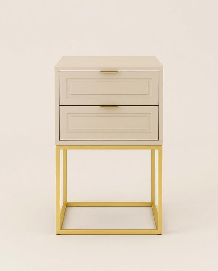 Mesa de Cabeceira Bonn Frap&ecirc; e Dourado - image 0
