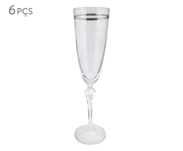 Jogo de Ta&ccedil;as para Champanhe Elizabeth em Cristal Platinum Rim - image 0