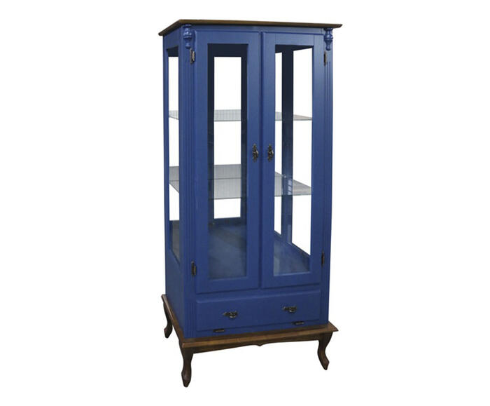 Vitrine Luiz Xv Tomaselli Azul Bic e Imbuia Glaser - image 0