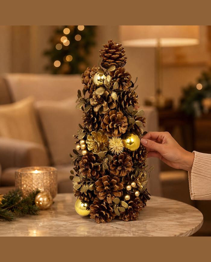 Mini &Aacute;rvore Natalina Torre Pinhas Decoradas - image 1