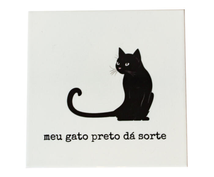 Azulejo Decorativo "Gato Preto da Sorte" - image 0