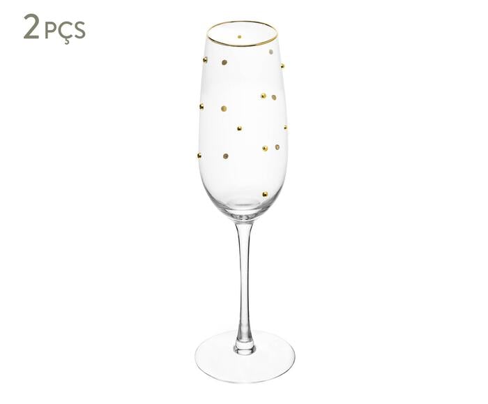 Jogo de Ta&ccedil;as para Champanhe com Fio Dourado Balls - image 0