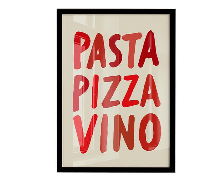 Quadro Pasta Pizza & Vinocom Moldura Preto - image 0