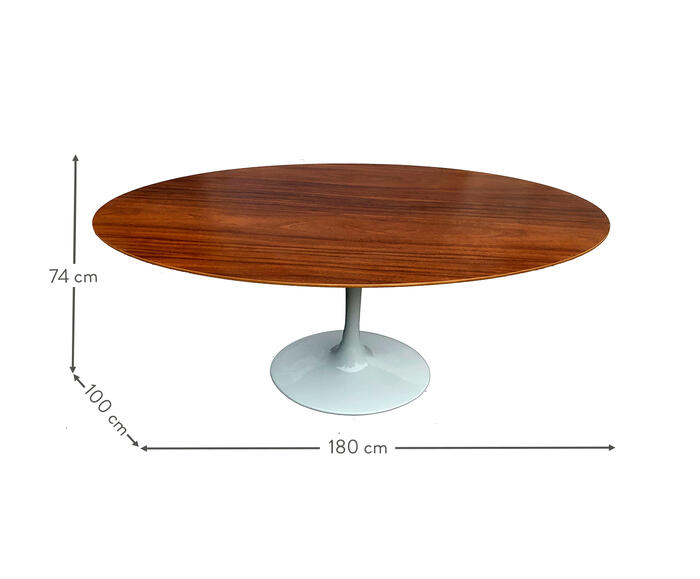 Mesa Saarinen Oval Imbuia Base Branca image number 4