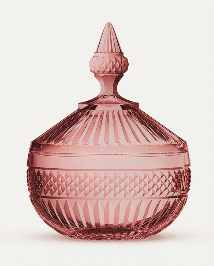 Pote Decorativo em Cristal Palace &Acirc;mbar Rosa - image 0