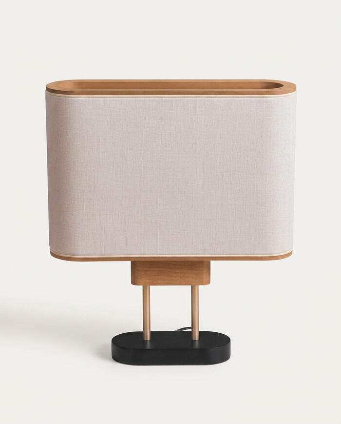 Abajur Duo Dourado C&uacute;pula Linho Cru image number 3