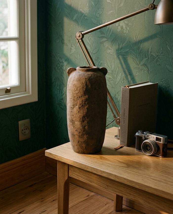 Vaso de Cer&acirc;mica com Superf&iacute;cie Irregular Marrom II - image 1