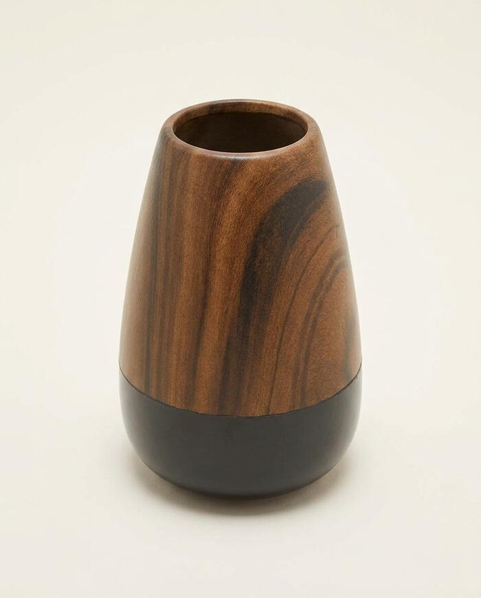 Vaso Redondo em Madeira Dolamita II Preto image number 4
