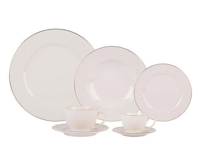 Aparelho de Jantar em Porcelana Lavish China Filado Dourado Branco - image 0