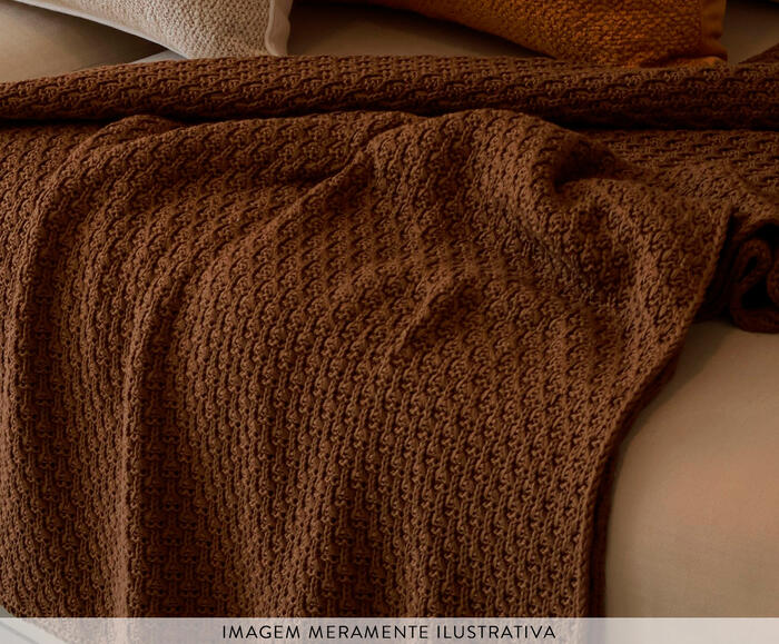 Manta Tricot Tramado Mocha Marrom - image 1