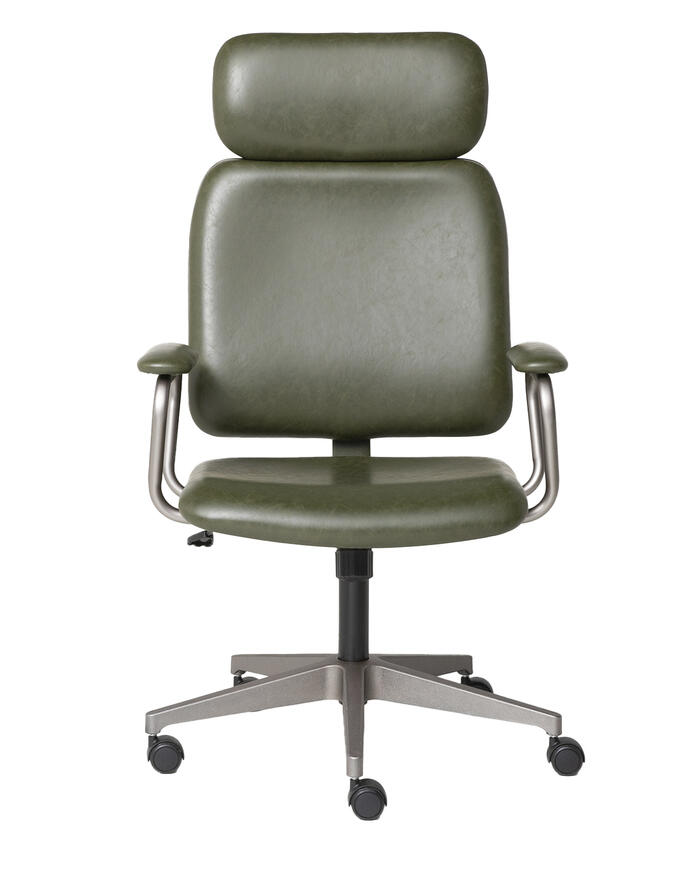 Cadeira Office Gran Chicago em Courino Verde com P&eacute;s Cinza - image 1
