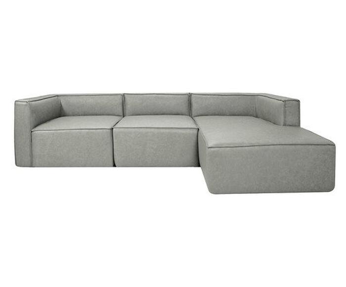 Sof&aacute; 3 M&oacute;dulos Chaise Direito Mensa em Couro - image 0