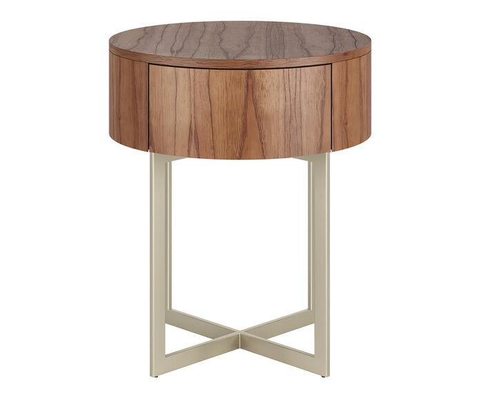 Mesa de Cabeceira Redonda Pecci Castanho e Champanhe - image 0
